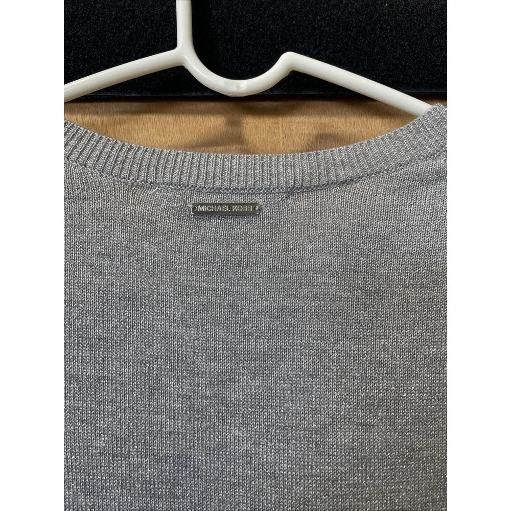 Michael Kors Silver‎ Sparkle Sweater Dress Size Small Flared Sleeves And Hem